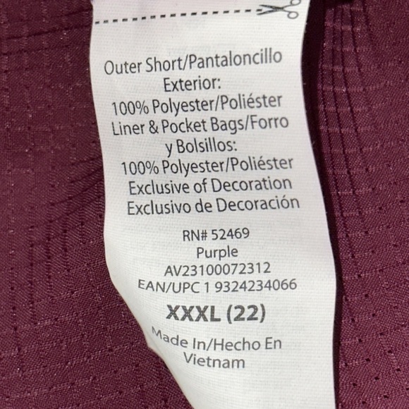 Avia Purple Running Shorts Moisture Wicking Side Pockets Size XXXL NWT - Picture 10 of 10